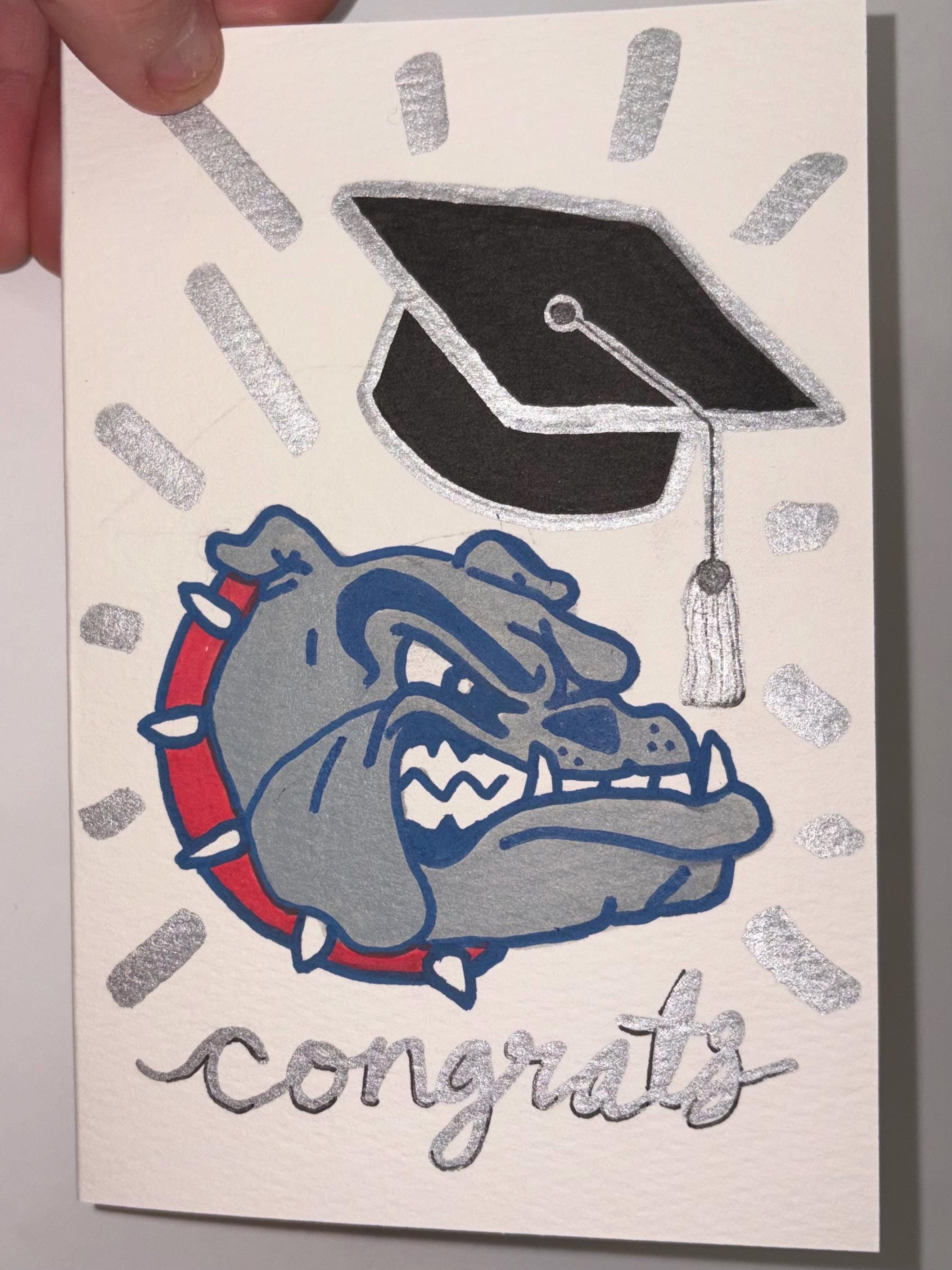 Gonzaga Bulldogs graduation card with silver glitter